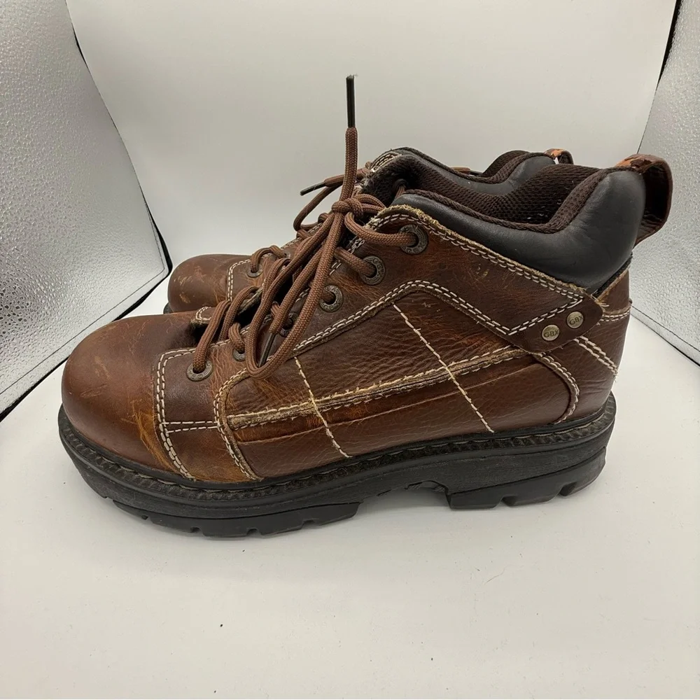 GBX Men's Brown Leather Ankle Lace Up Boots Size 10.5 Y2K Discontinued EUC